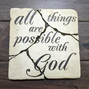 3/$20 rustic Christianity wall hanging sign plaque all things possible with God